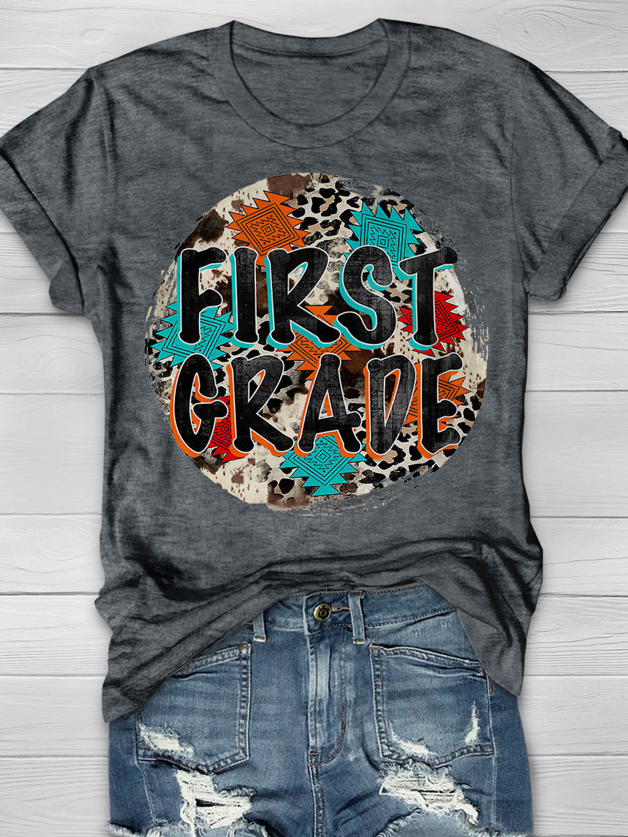 First Grade Print Graphic T-shirts
