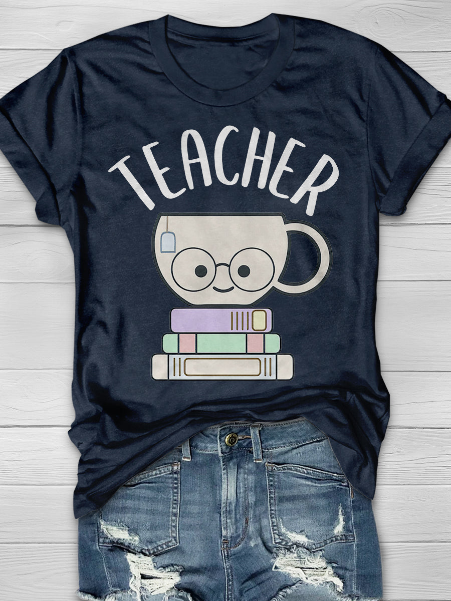 Cute Tea Teacher Pun Print Graphic T-shirts