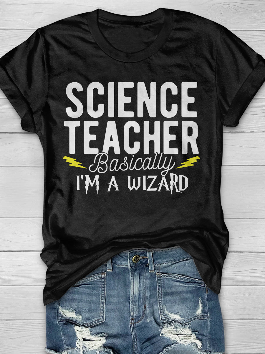 Science Teacher Print Graphic T-shirts