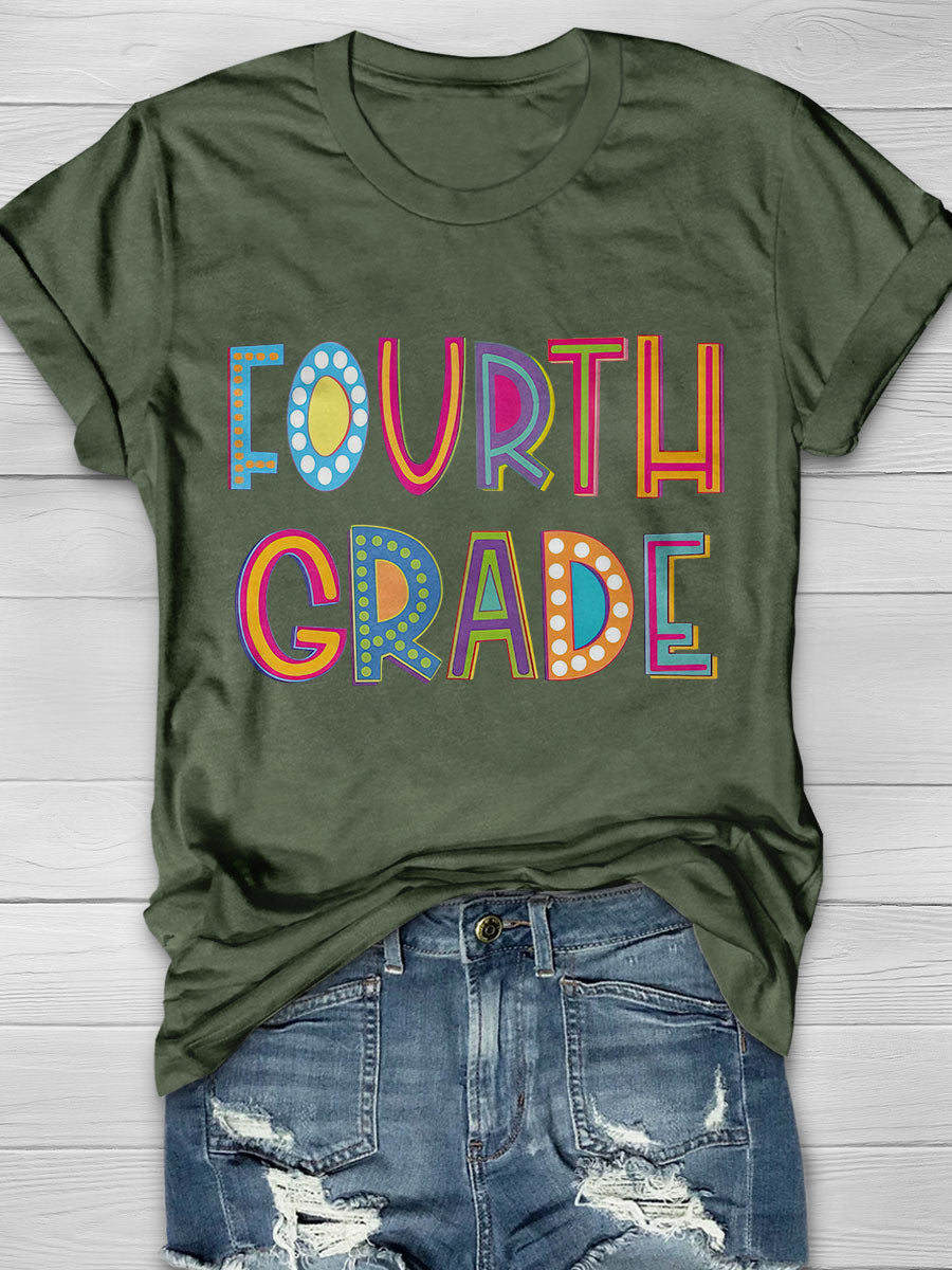 Fourth Grade Print Short Sleeve T-shirt