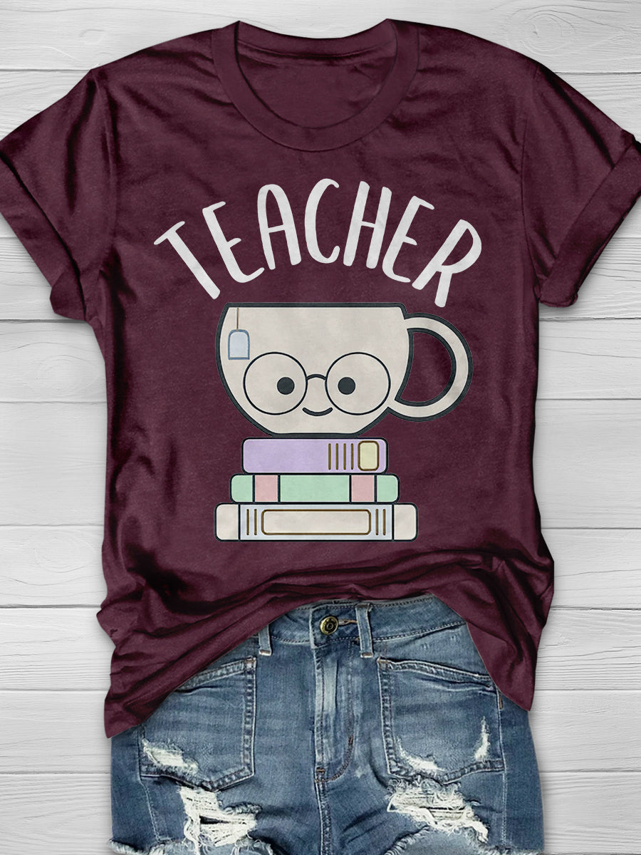 Cute Tea Teacher Pun Print Graphic T-shirts