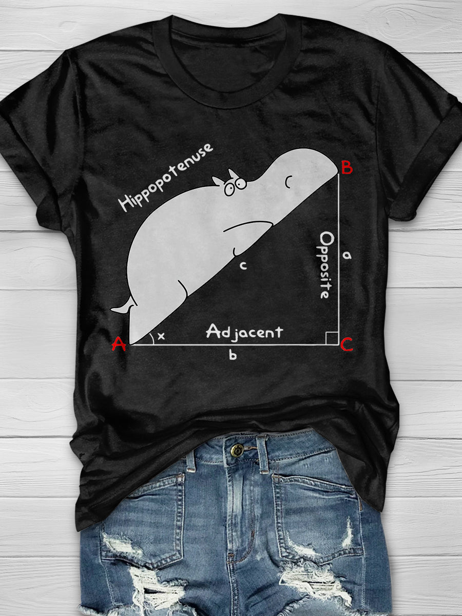 Diagram Hippo Print Graphic T-shirts