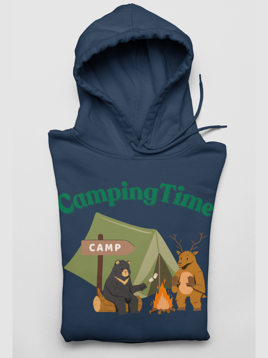 Camping Time Friends Graphic Pure Cotton Hoodie