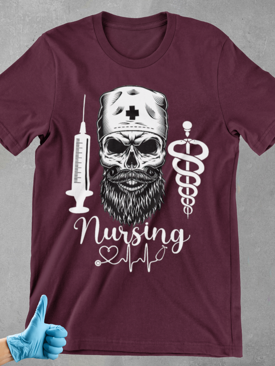 Pirates Skull Nurse Graphic T-shirt