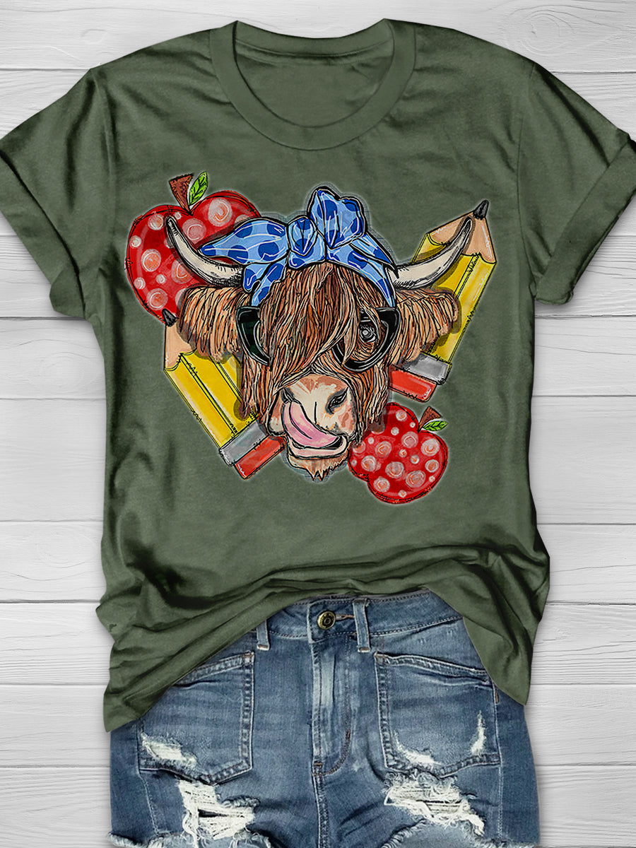 Back to school Cow Print Graphic T-shirts