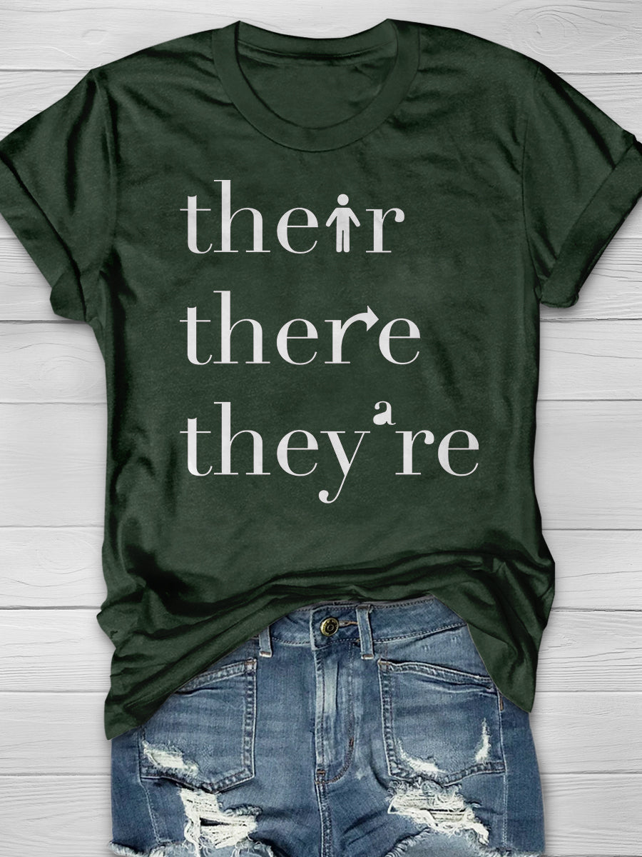 Their There They're Grammar Print Graphic T-shirts