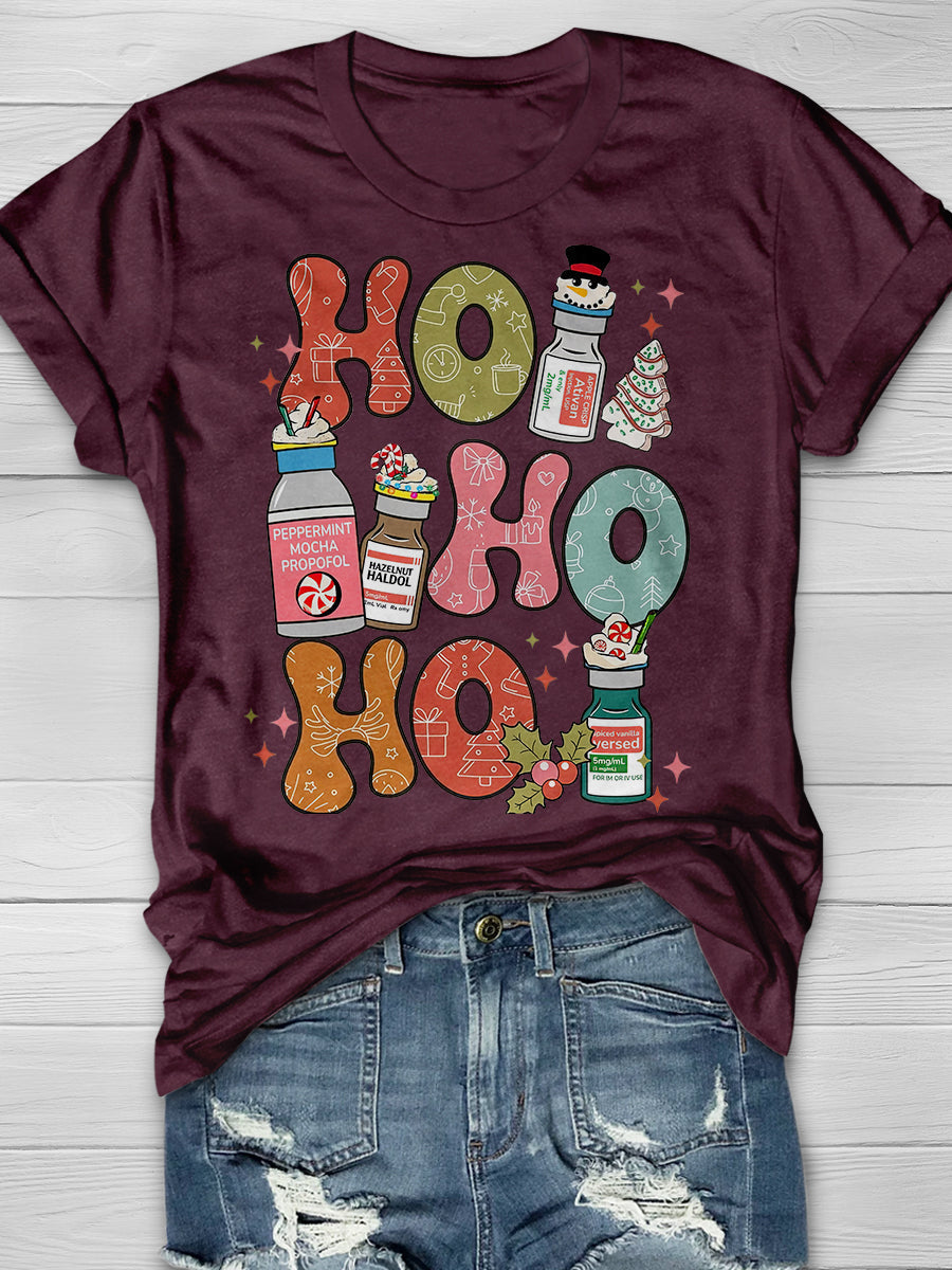 Christmas Nurse Print Short Sleeve T-shirt