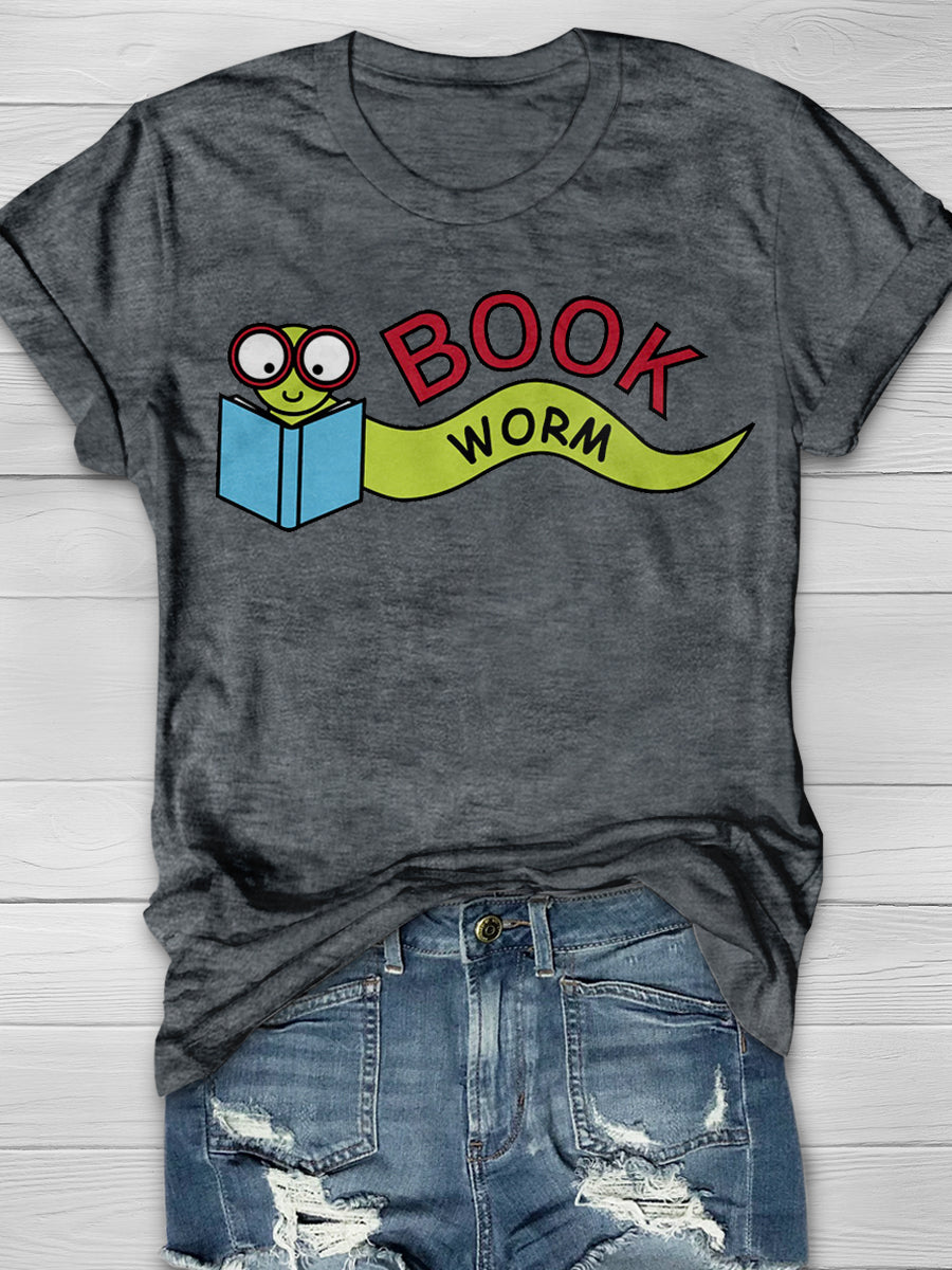 Worm Book Print Graphic T-shirts