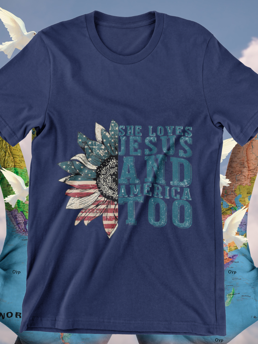 She Loves Jesus And America Too Graphic T-shirts