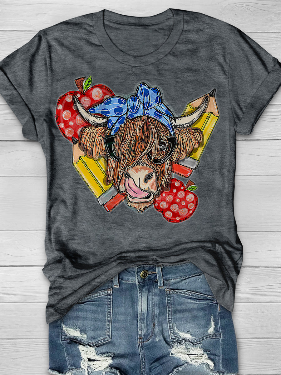 Back to school Cow Print Graphic T-shirts