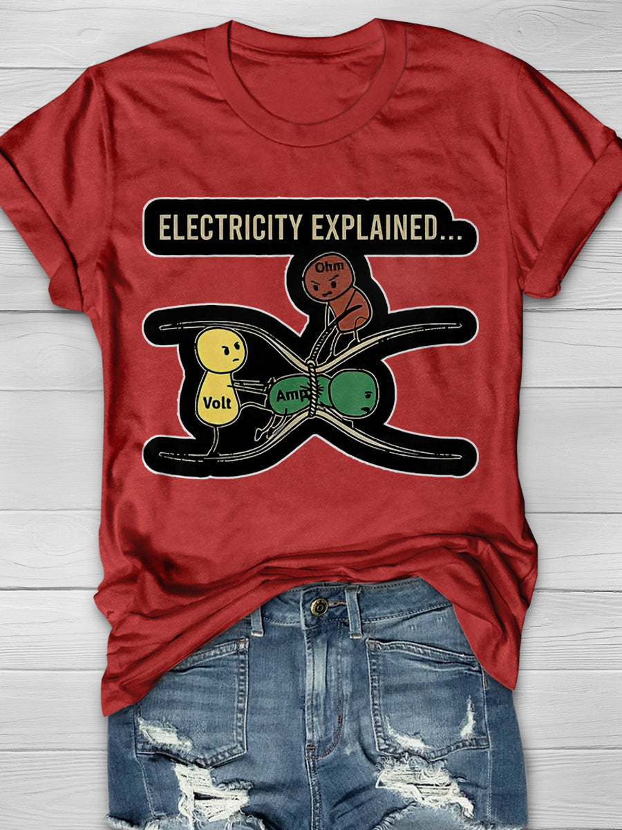 Electricity explained Print Graphic T-shirts