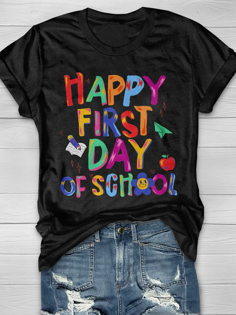 First Day of School Print Short Sleeve T-shirt