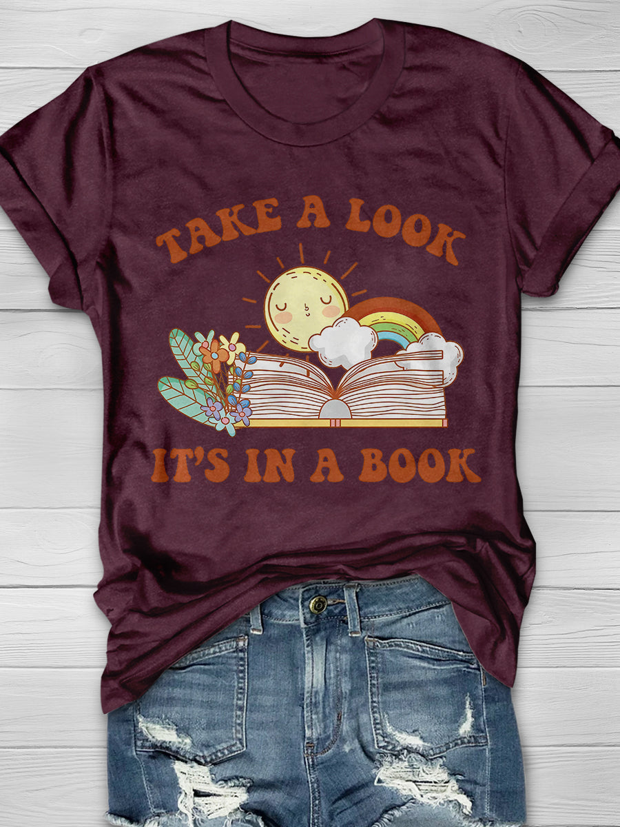 Take A Look Lt Is A Book Funny Teacher Print Graphic T-shirts
