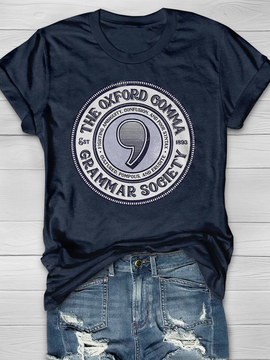 The Oxford Comma Grammar Society Print Graphic T-shirts