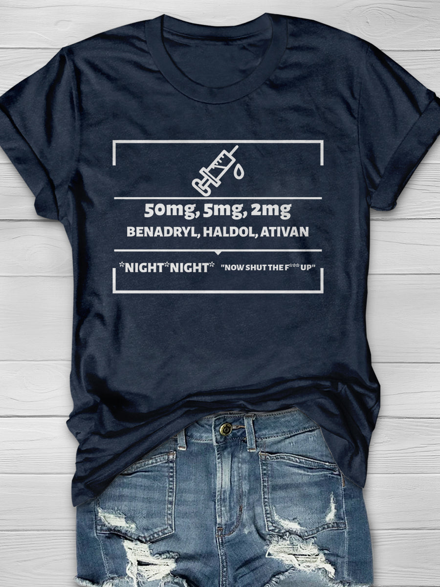 B-52 Funny Nurse Print Short Sleeve T-shirt