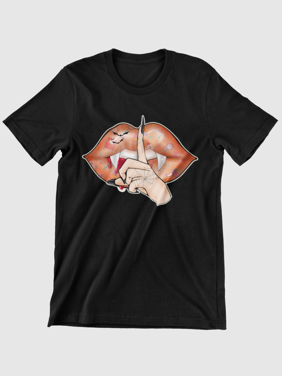 Halloween Vampire Mouth Shh Graphic T-shirt