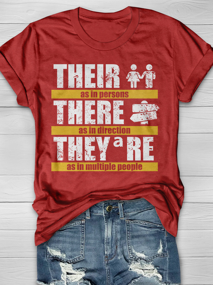 Their There They're Grammar Print Graphic T-shirts