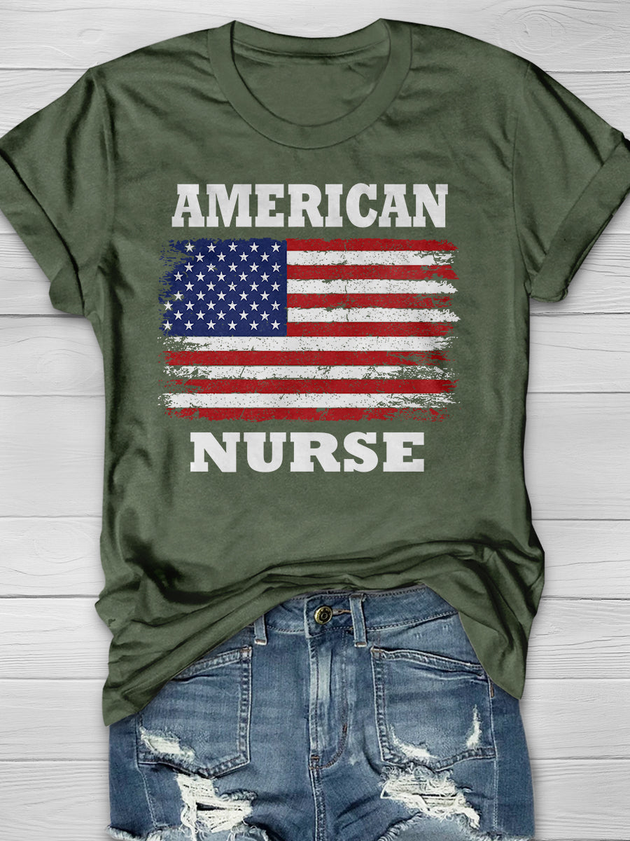 All American Nurse Print Short Sleeve T-shirt