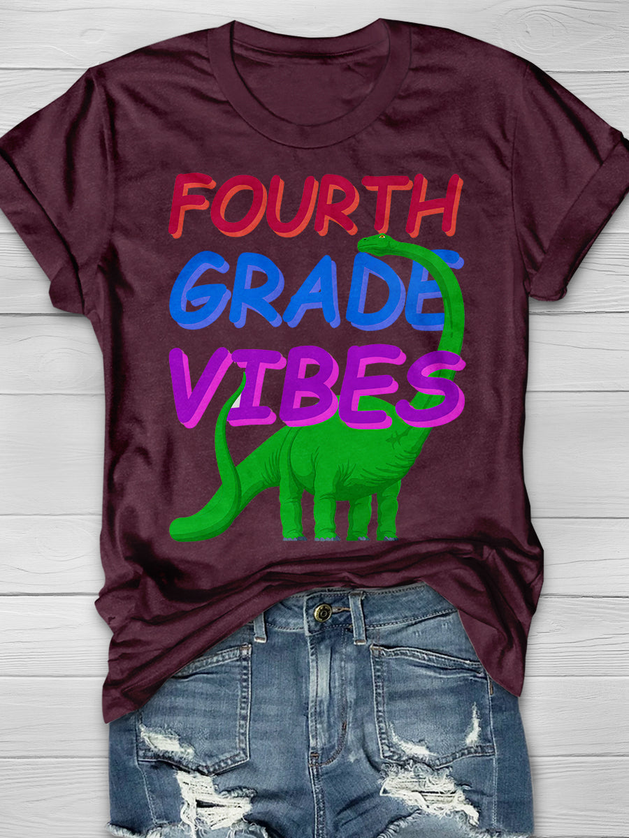 Fourth Grade Vibes Print Graphic T-shirts