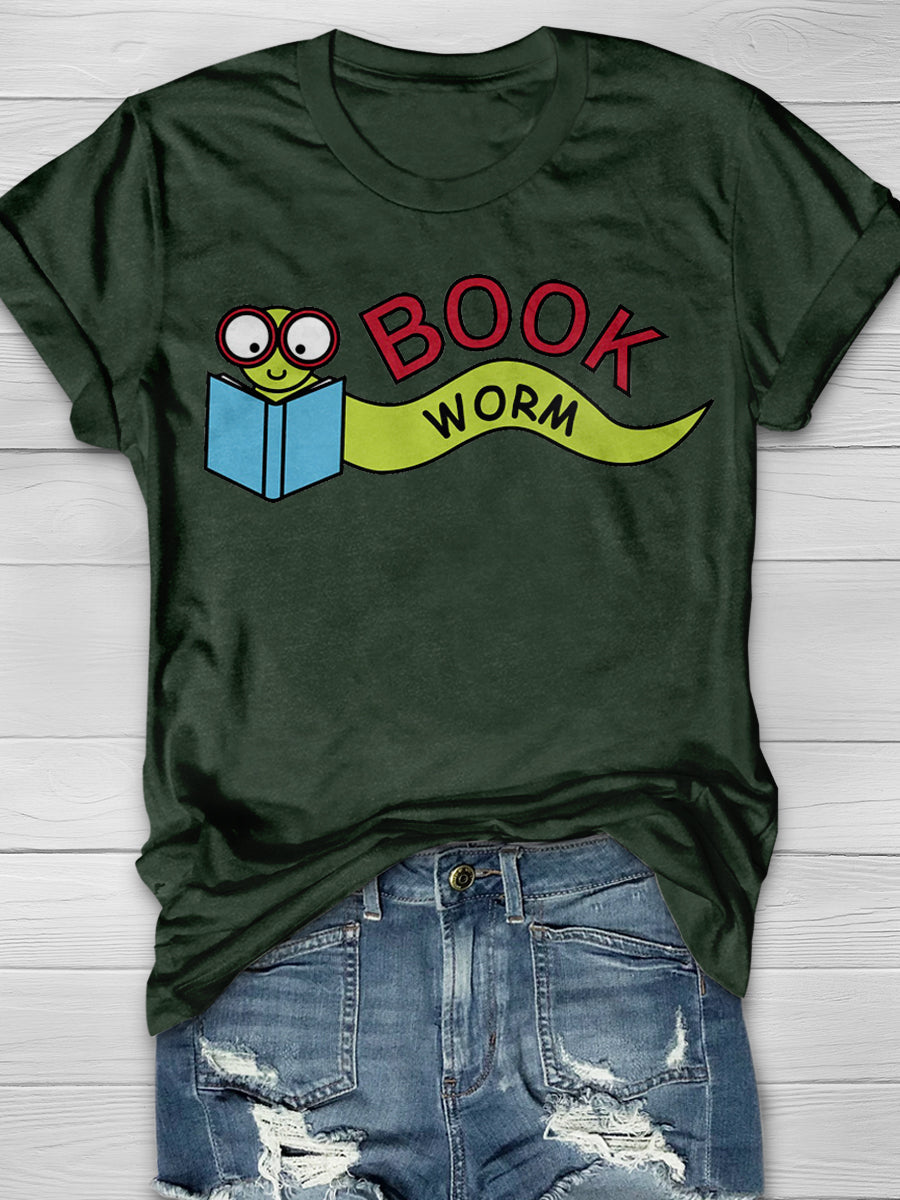 Worm Book Print Graphic T-shirts