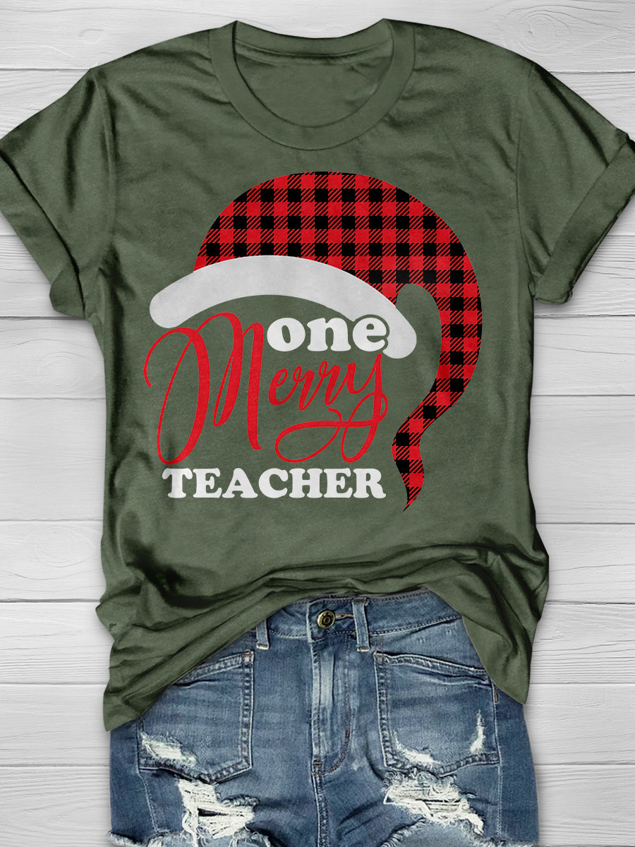One Merry Teacher Print Graphic T-shirts