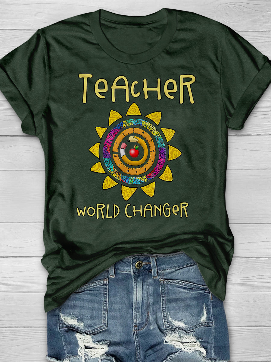 Teacher World Changer Print Graphic T-shirts