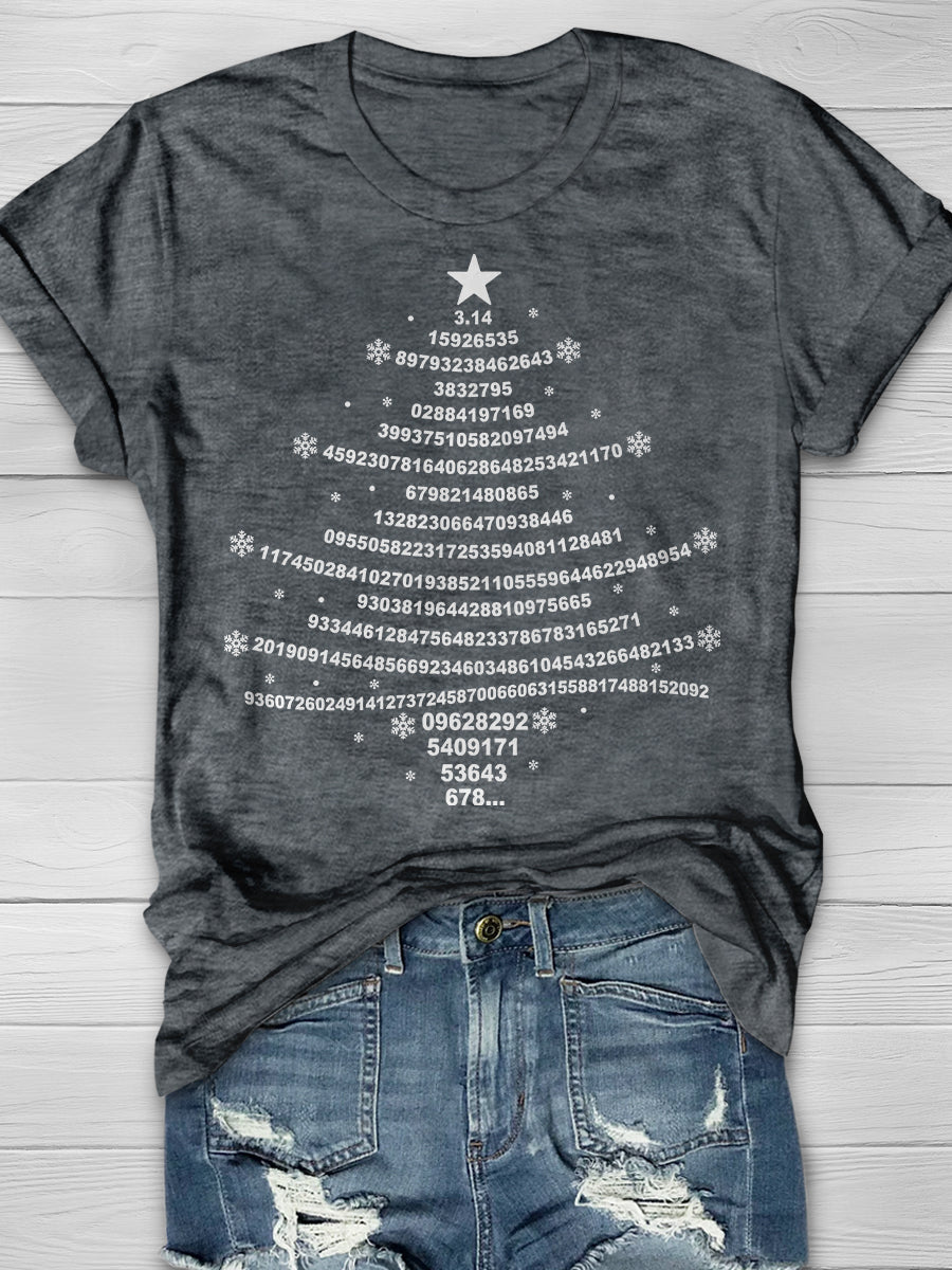 Pi Christmas Tree Print Graphic T-shirts