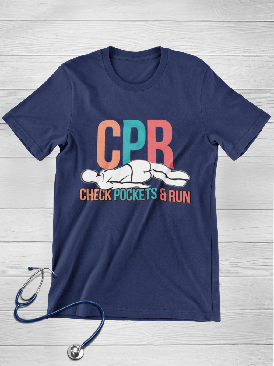 CPR Check Pocket & Run Nurse Graphic T-shirt