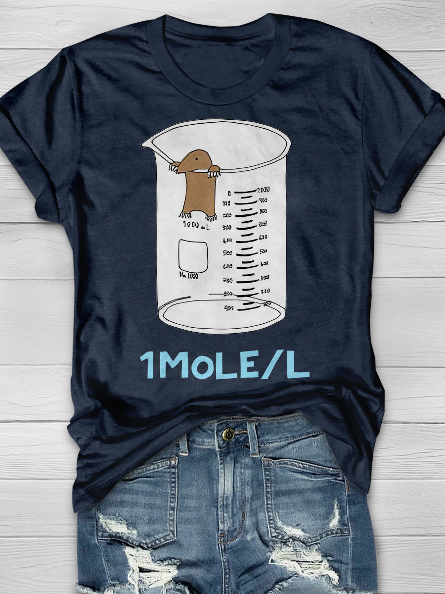 Chemistry 1 Mole per Litre Teacher Print Graphic T-shirts