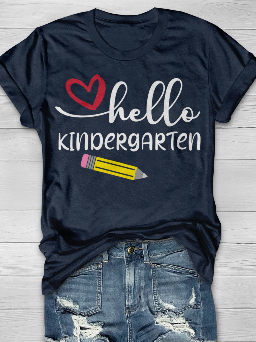 Hello Kindergarten Print Graphic T-shirts
