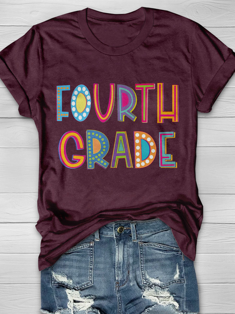 Fourth Grade Print Short Sleeve T-shirt