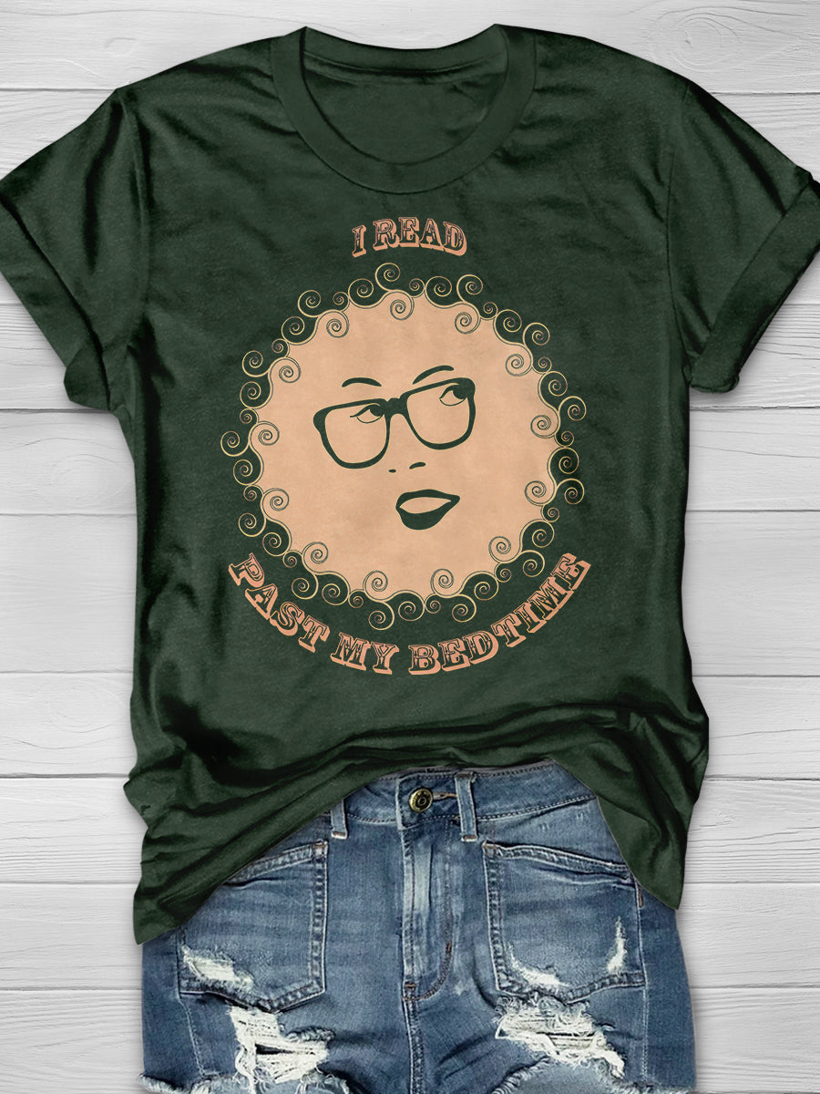 I Read Past My Bedtime Print Graphic T-shirts