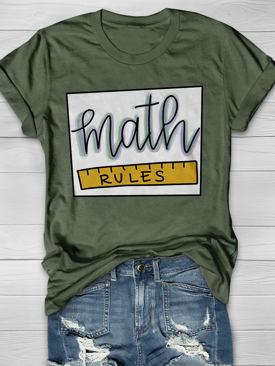 Math Rules Print Graphic T-shirts