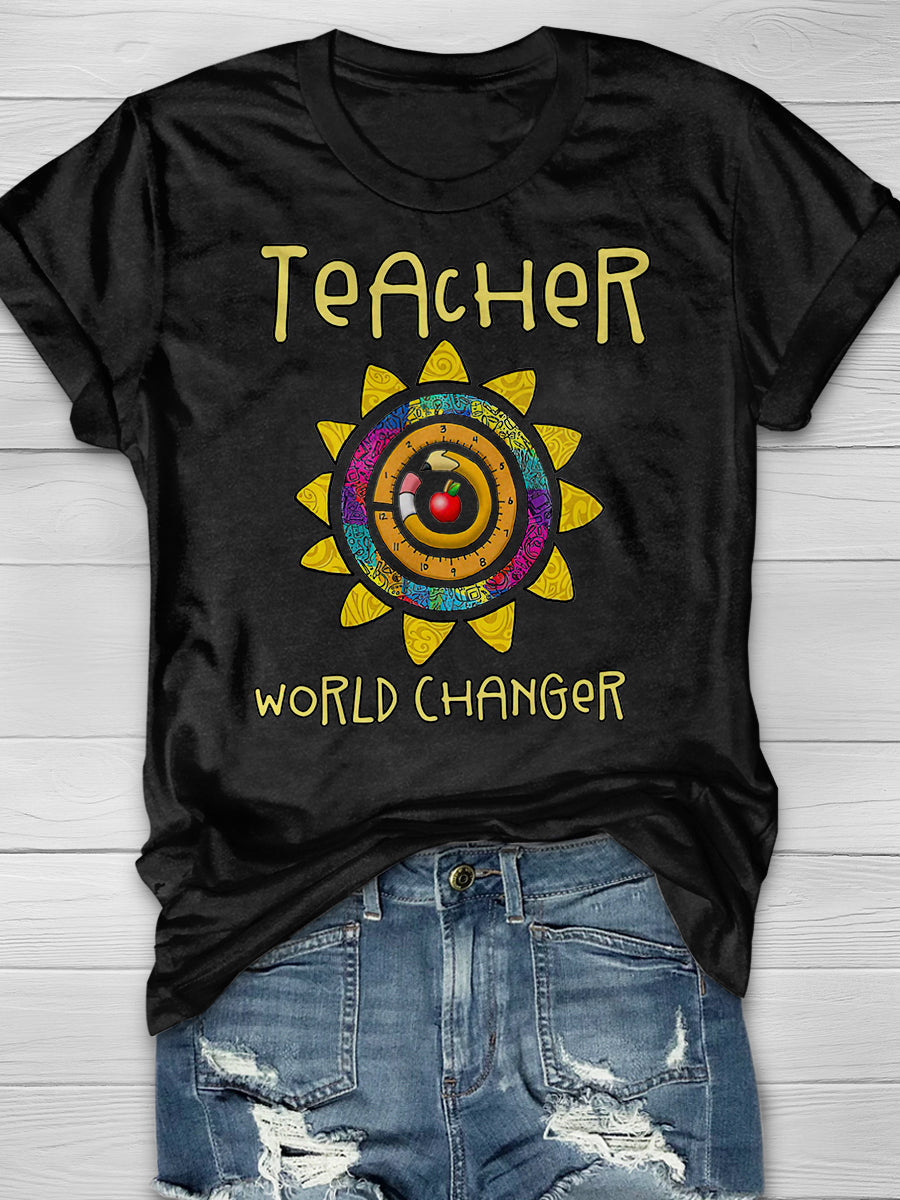 Teacher World Changer Print Graphic T-shirts