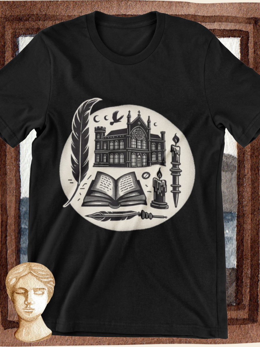 Dark Academia Sketch Graphic T-shirt
