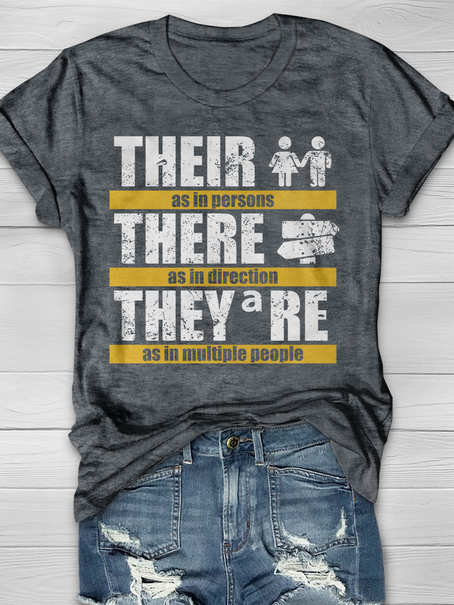 Their There They're Grammar Print Graphic T-shirts