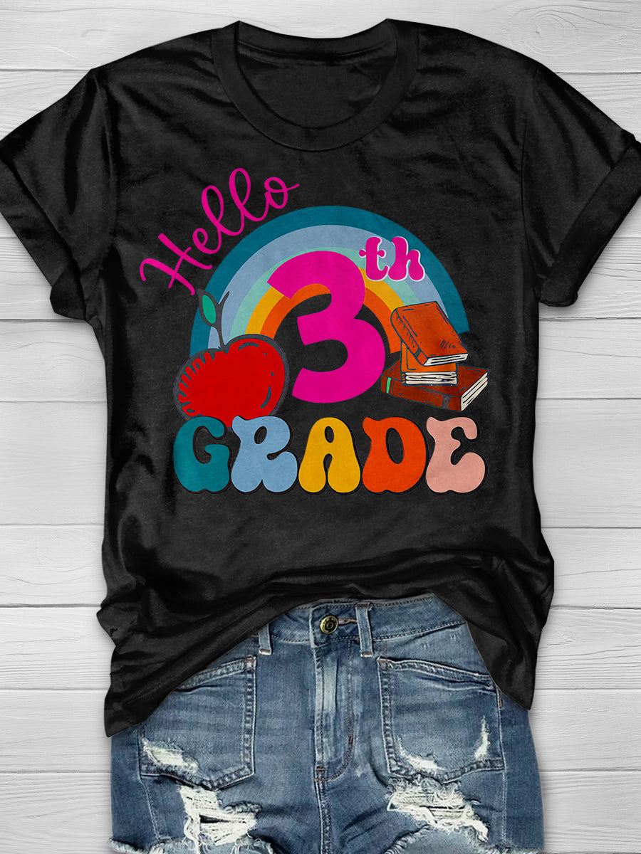Hello 3rd Grade Print Graphic T-shirts