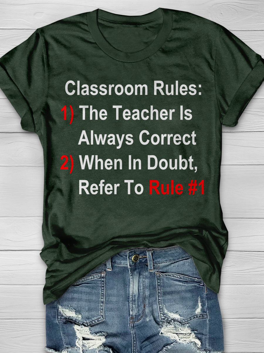Classroom Rules Print Graphic T-shirts