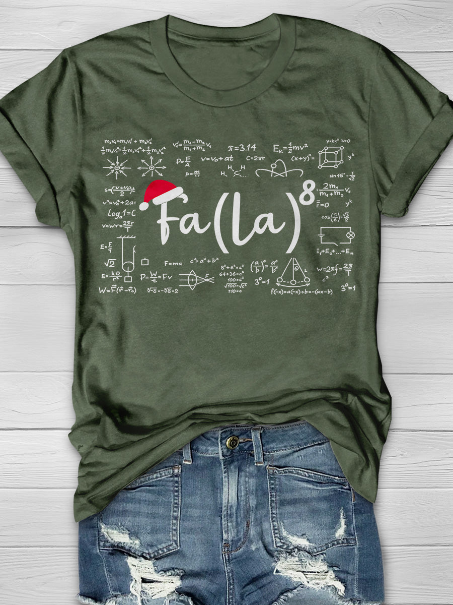 Fa La 8 Math Teacher Christmas Print Graphic T-shirts