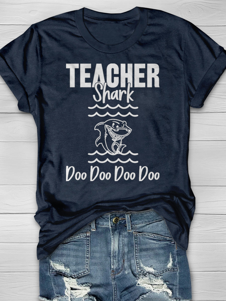 Teacher Shark Print Graphic T-shirts