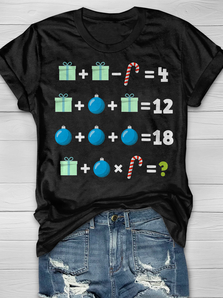 Funny Math Teacher Christmas Print Graphic T-shirts