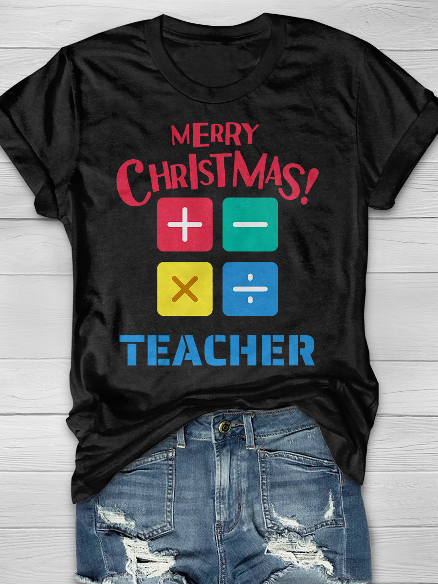 Math Teacher Christmas Print Graphic T-shirts