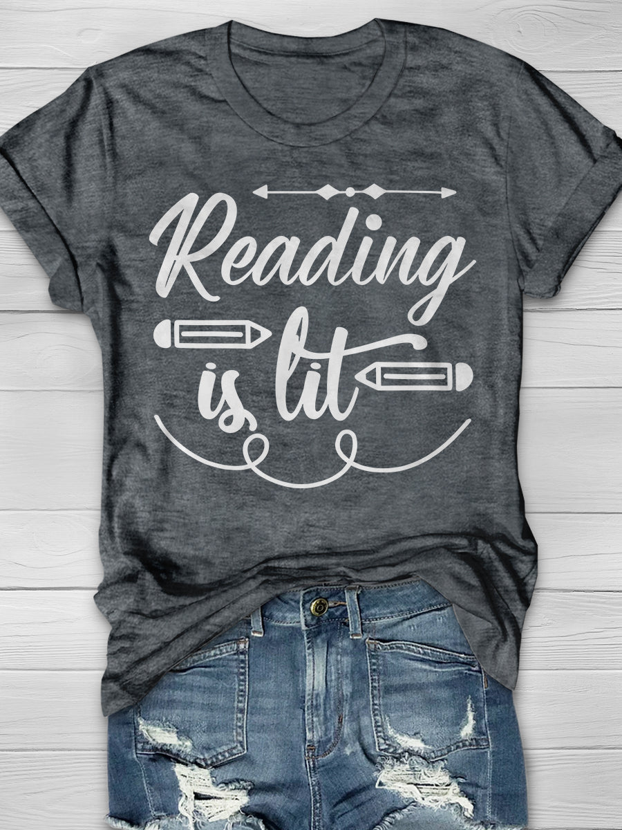 Reading Books Is Fun Print Graphic T-shirts