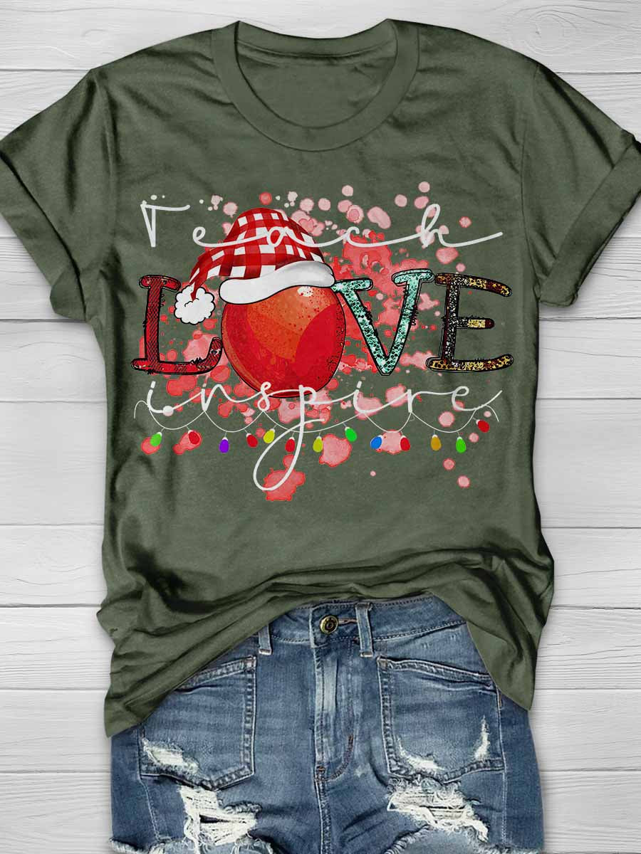 Teach Love Inspire Teacher Life Print Graphic T-shirts