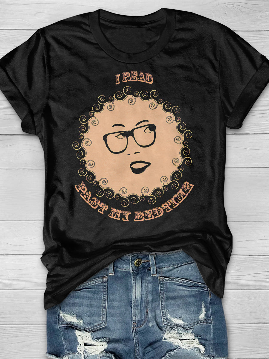 I Read Past My Bedtime Print Graphic T-shirts