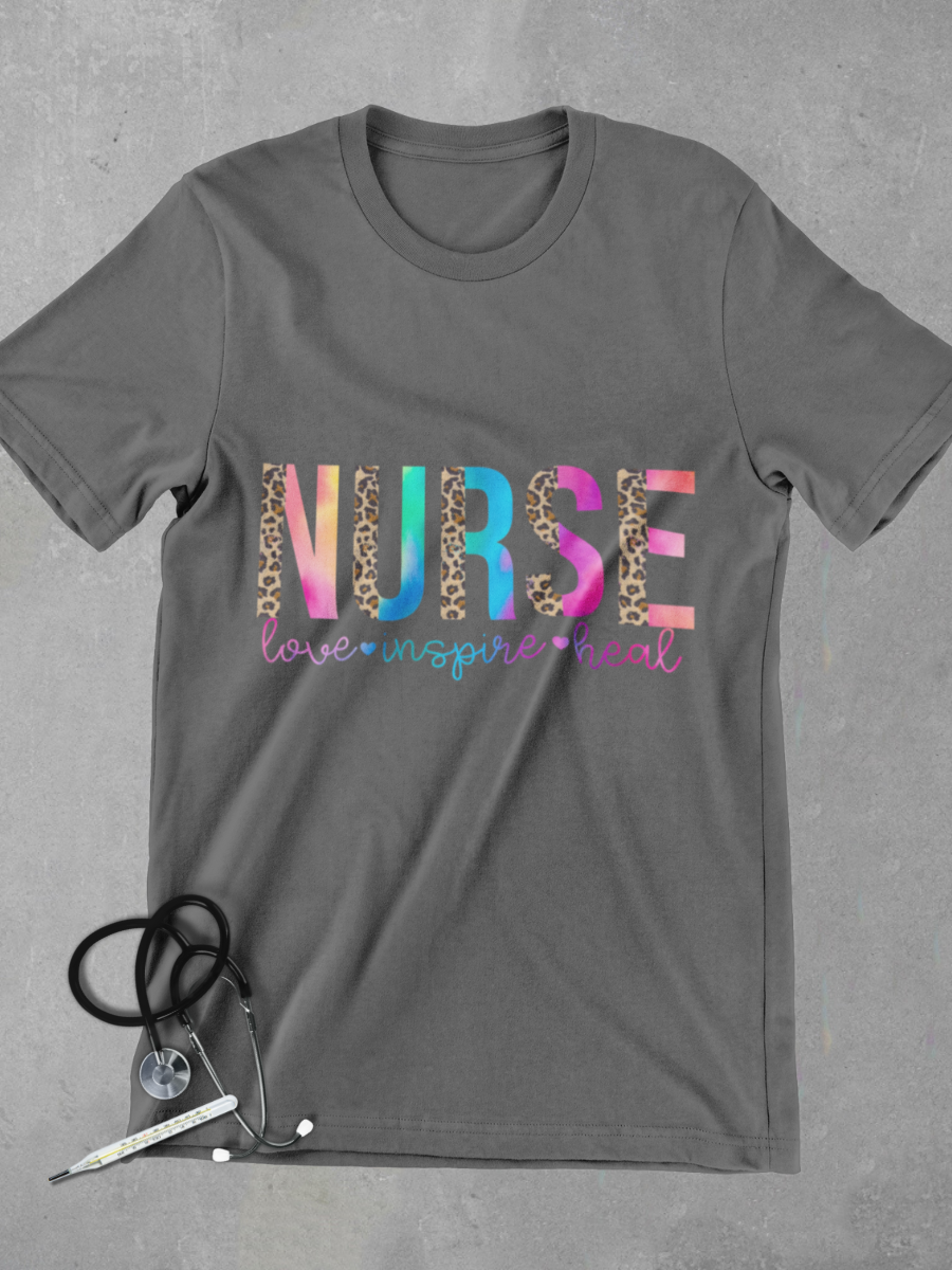 LOVE INSPIRE HEAL Nurse Graphic T-shirt