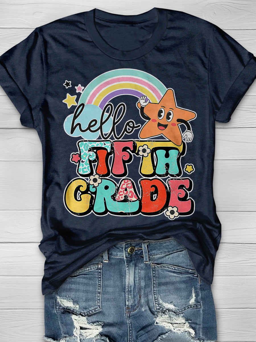 Hello 5th Grade Print Graphic T-shirts