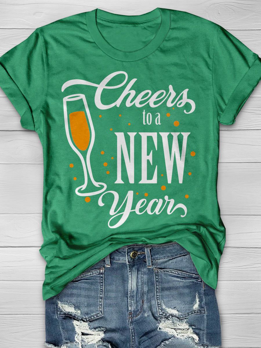 Cheers New Year For Nurse Print Short Sleeve T-shirt