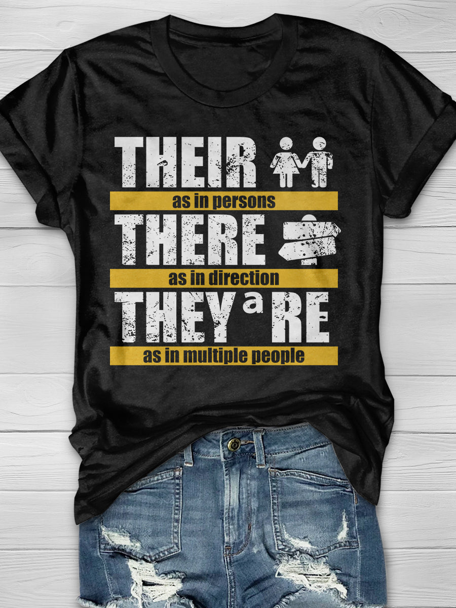 Their There They're Grammar Print Graphic T-shirts