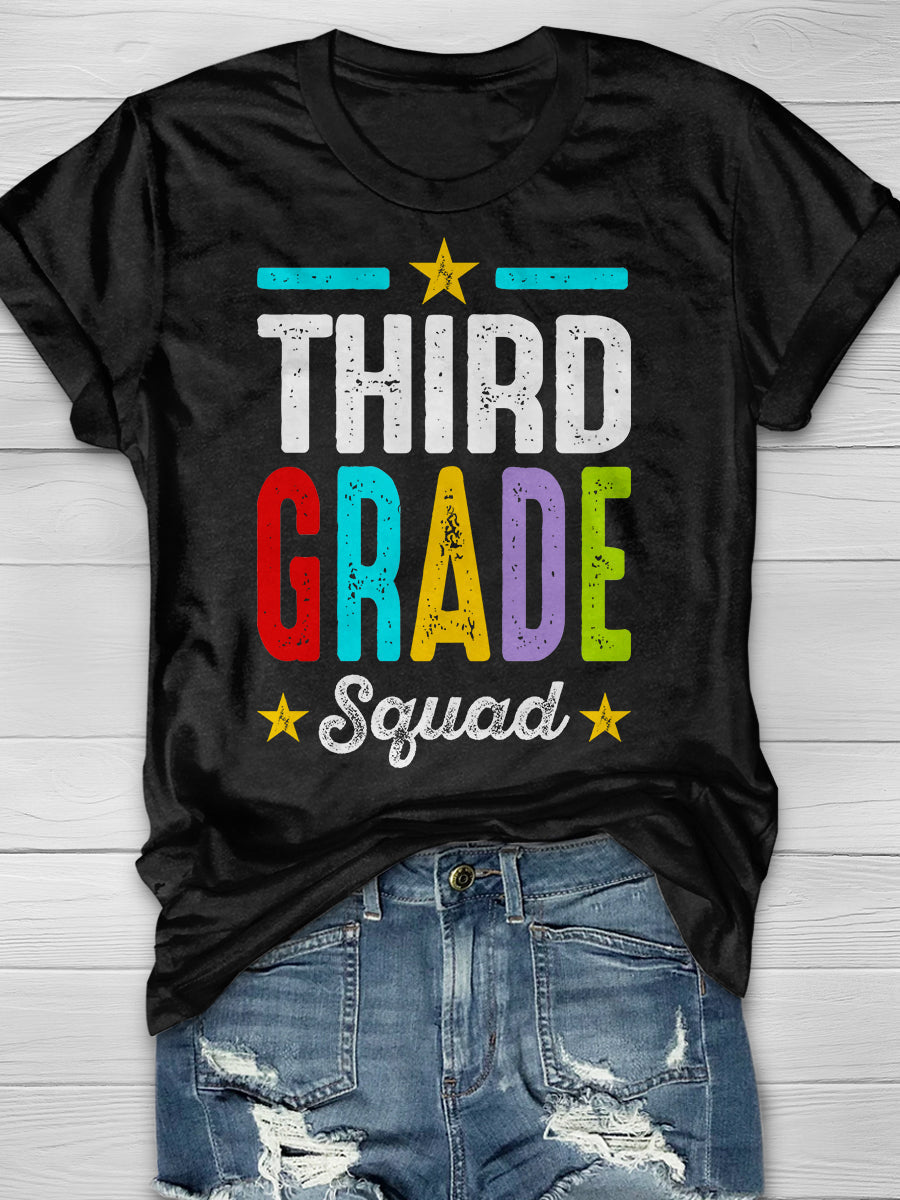 Third Grade Squad Print Graphic T-shirts